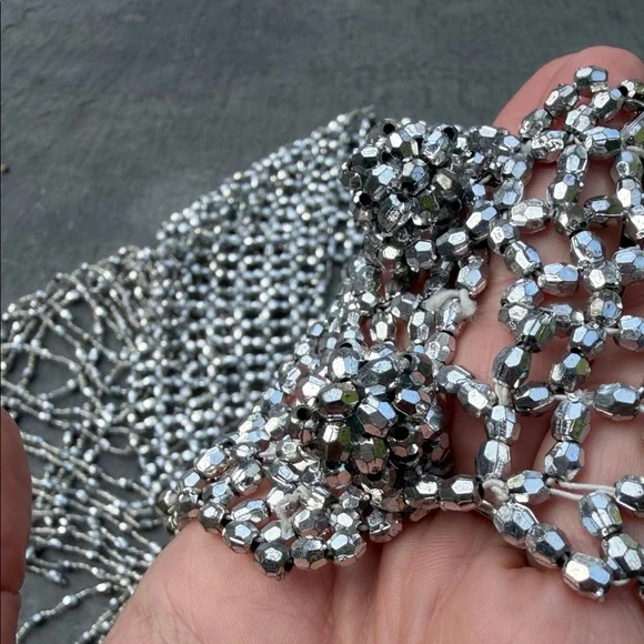 Silver Fringe Statement Belt/Shawl - NOTE SIZING - Picture 6 of 7